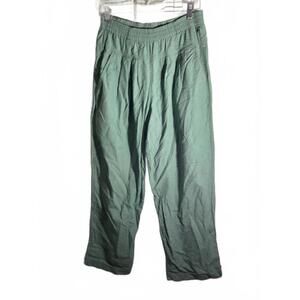 Esprit Women's Casual Green Swiss Dot Pleated Pockets Wide Leg Pants M